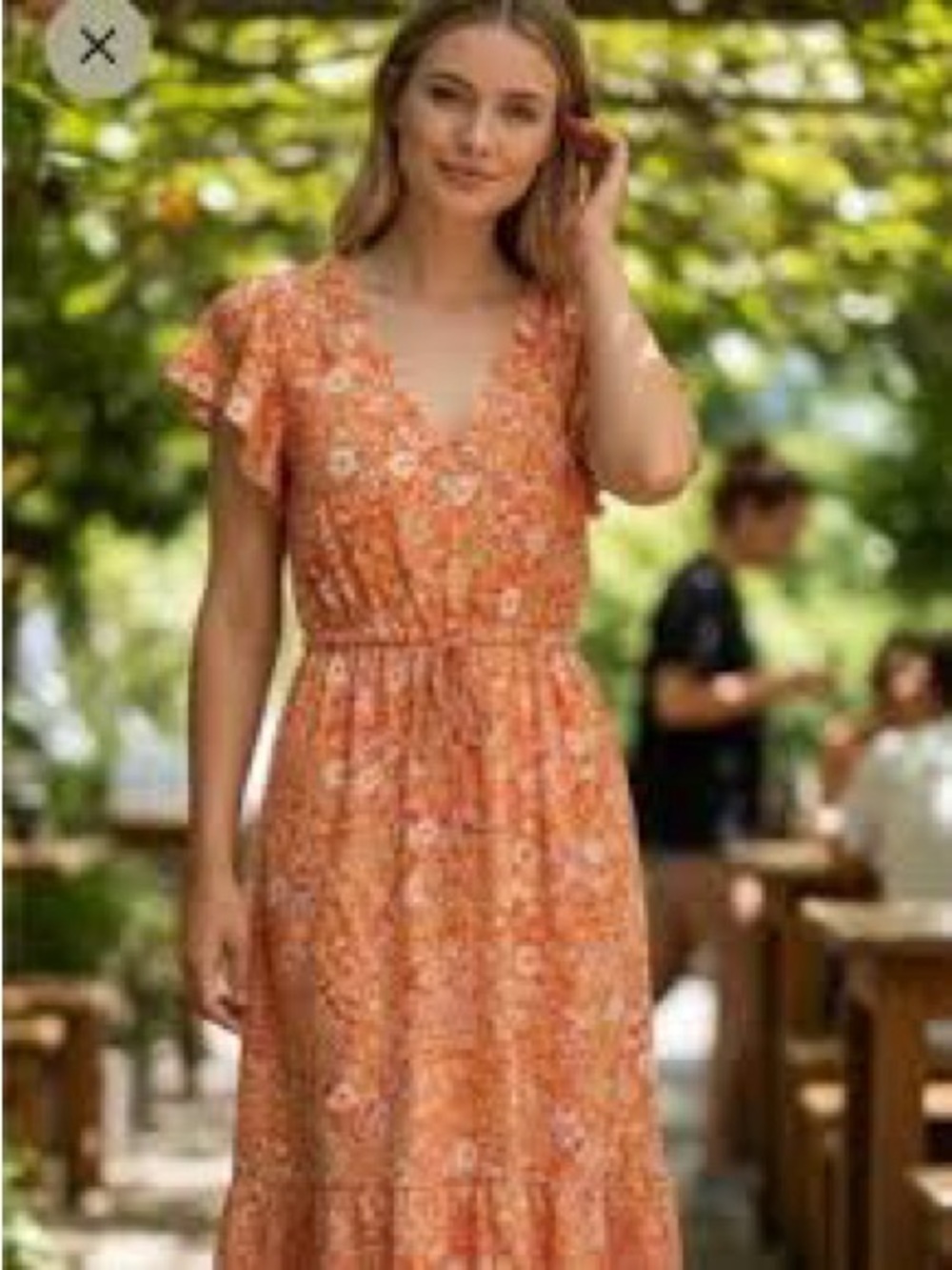 NWT Trovata - Krista -Orange Floral Button-Front Maxi Dress 100% cotton sz Med